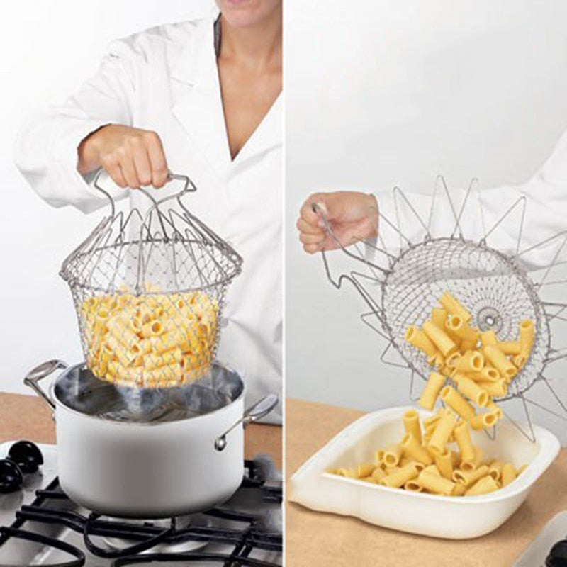 Stainless Steel Foldable Kitchen Cooking Gadget, with scoops!