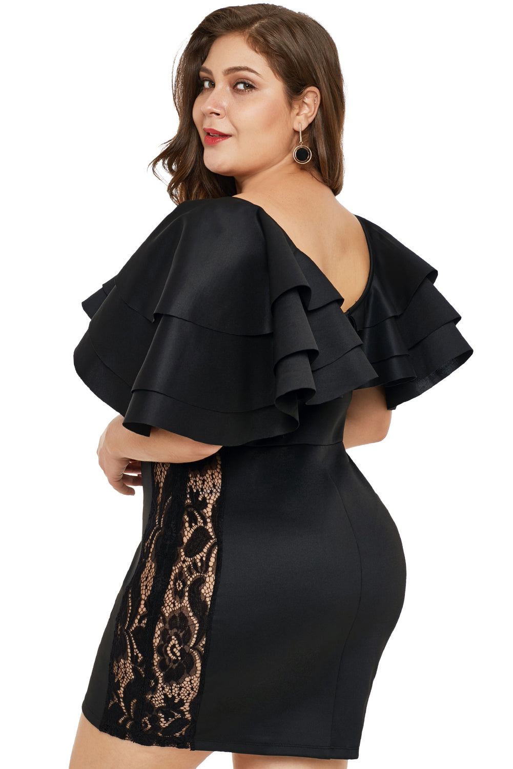 Black Cascading Shoulder Dress