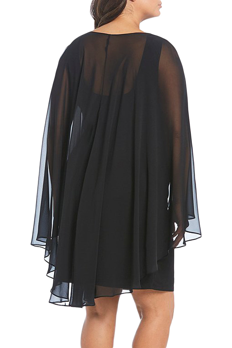 Black Sleeveless Surplice Capelet Dress