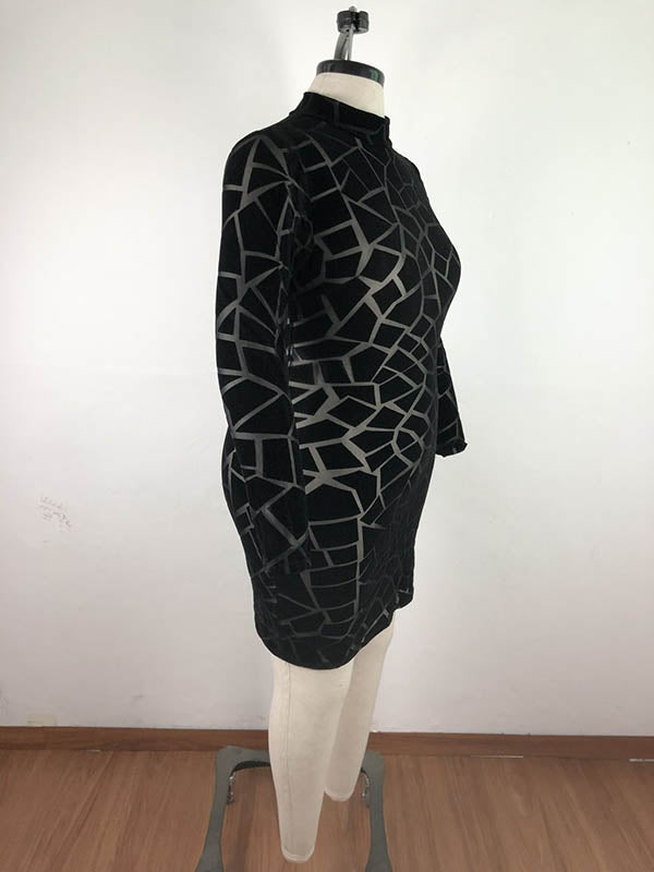 Geometric Back Zip Midi Dress