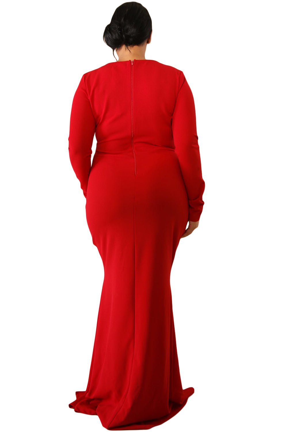 Red Slit Diva Plus Size Maxi Dress