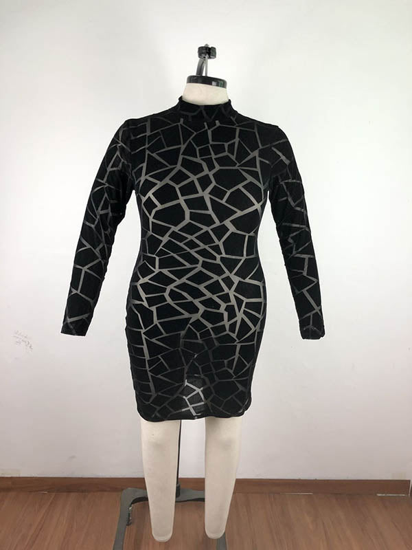 Geometric Back Zip Midi Dress