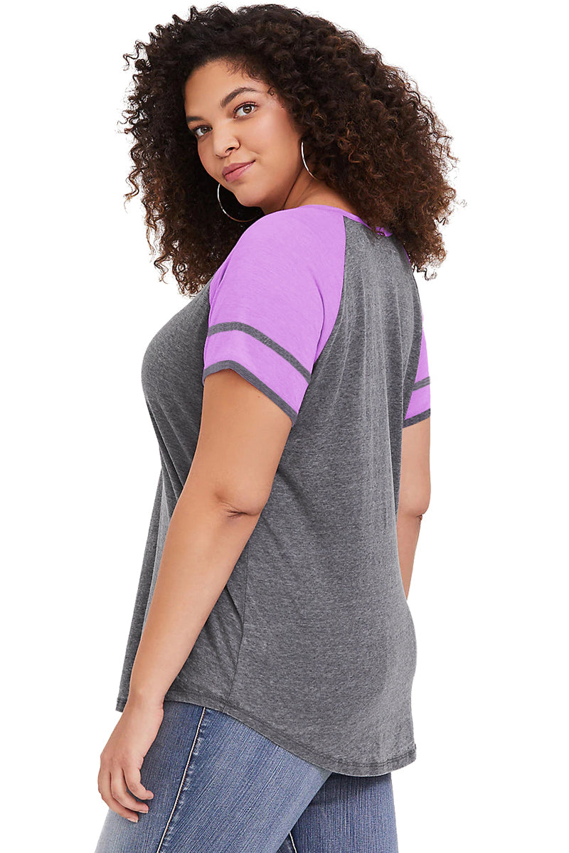 Purple Short Sleeve Plus Size Tee