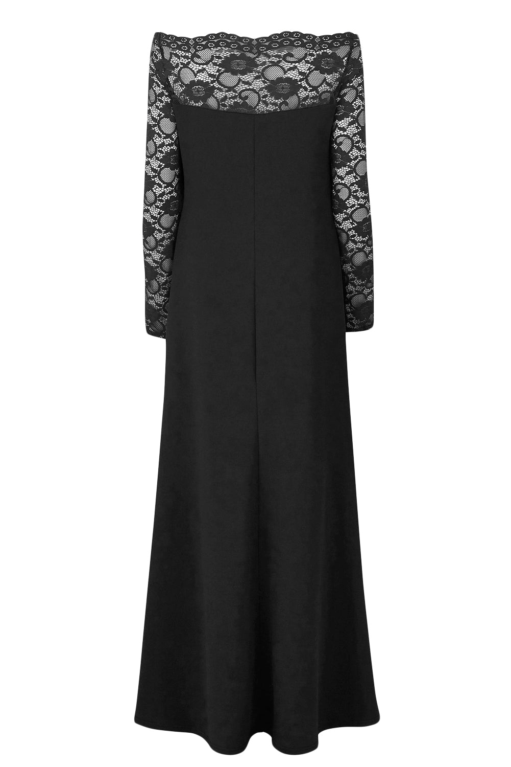 Black Lace Off-The-Shoulder Maxi Dress