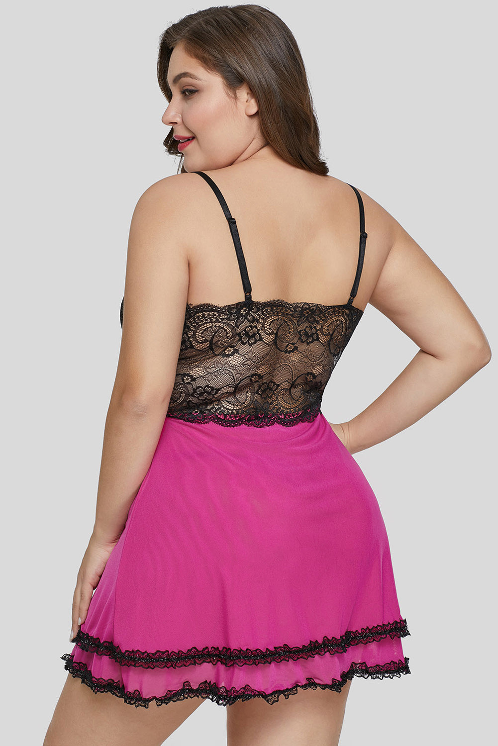 Lace Spliced Tulle Babydoll