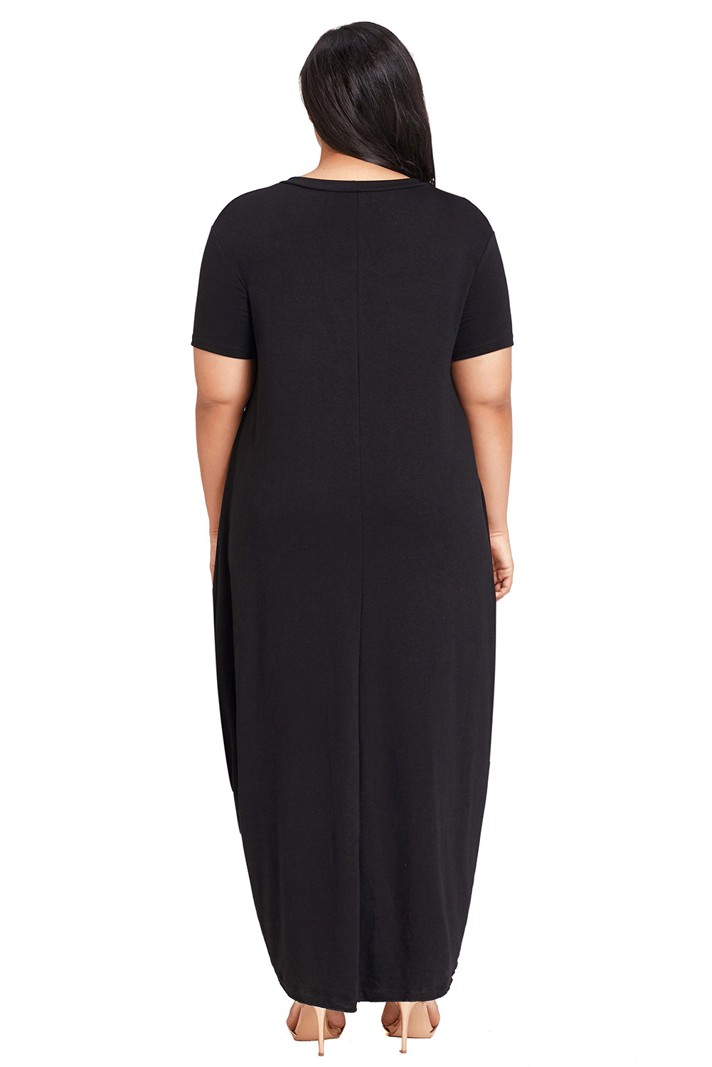 Hi-Lo Slit Jersey Knit Dress (Black, Burgundy)
