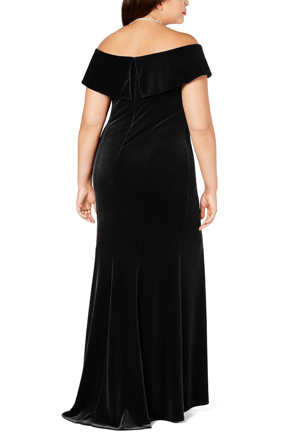 Black Off-The-Shoulder Velvet Gown