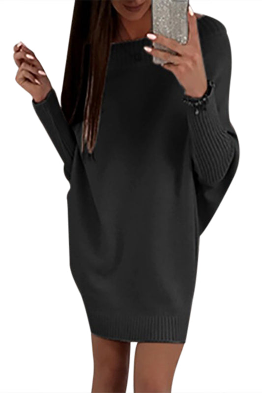 Black Stylish Long Sleeve Baggy Sweater Dress