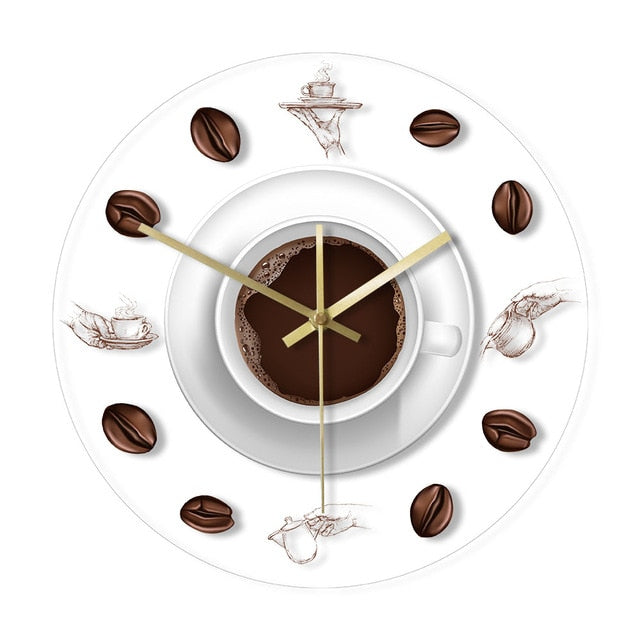 Coffee Hand & Beans Wall Clock with LED Backlight