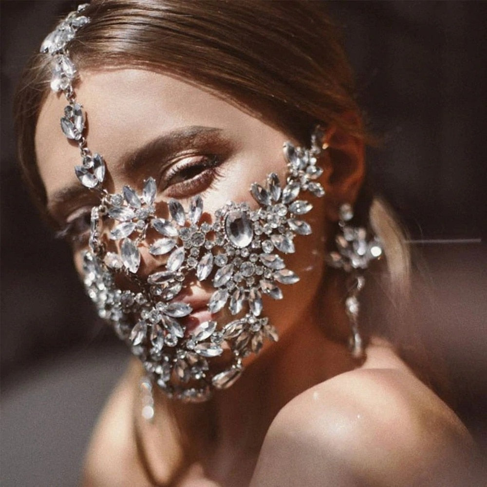 Handmade Crystal Flower Decorative Masks